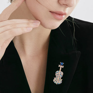 Tajade imitation crystal fashion creative violin brooch